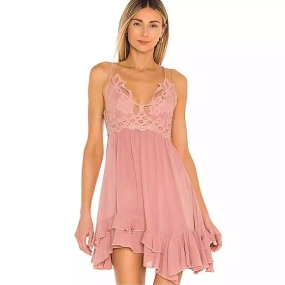 FREE PEOPLE  One Adella Slip Pink Rose Size Small ***flaw*** - Picture 2 of 5
